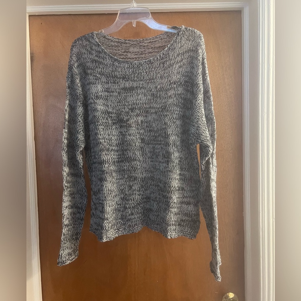 SHEIN Women’s Black and White Loose Knit Long Sleeve Sweater